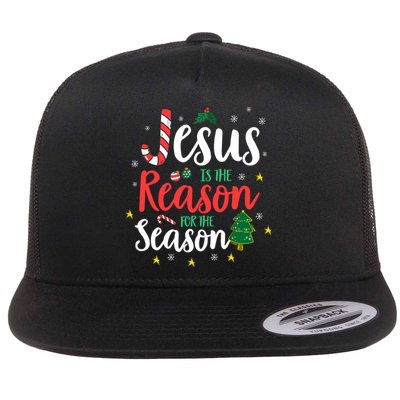 God Jesus Christ Is Reason For The Christmas Season Holiday Flat Bill Trucker Hat