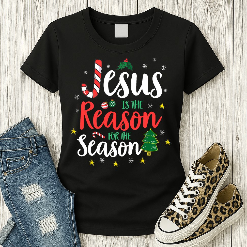 God Jesus Christ Is Reason For The Christmas Season Holiday Womens T-Shirt