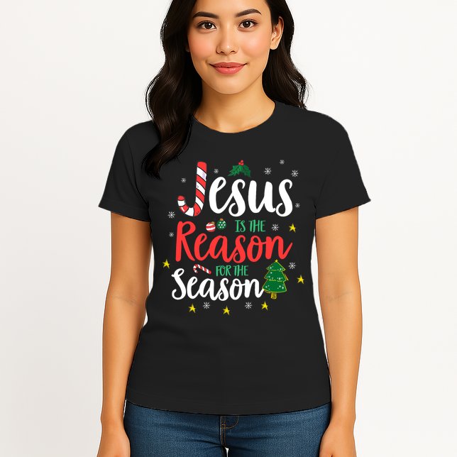 God Jesus Christ Is Reason For The Christmas Season Holiday Womens T-Shirt