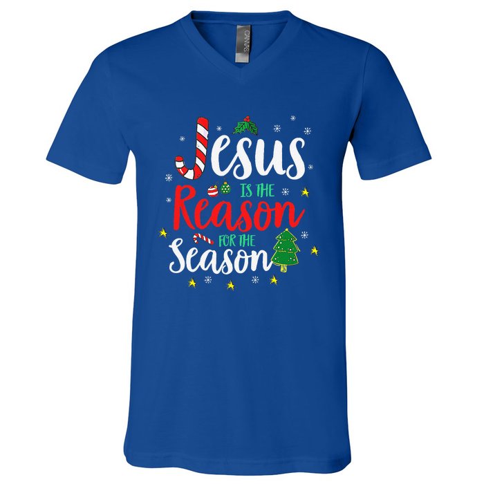 God Jesus Christ Is Reason For The Christmas Season Holiday V-Neck T-Shirt