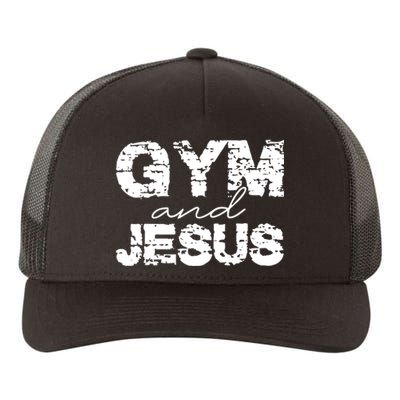 Gym & Jesus Christian Workout Fitness Yupoong Adult 5-Panel Trucker Hat