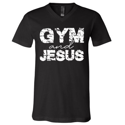 Gym & Jesus Christian Workout Fitness V-Neck T-Shirt