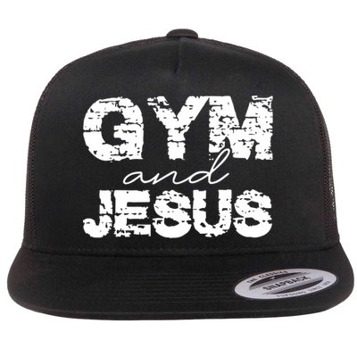 Gym & Jesus Christian Workout Fitness Flat Bill Trucker Hat