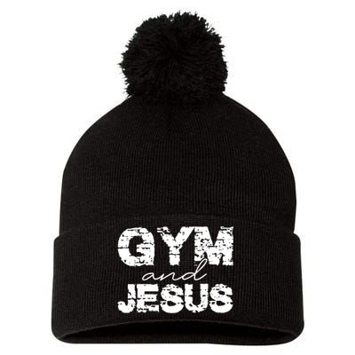 Gym & Jesus Christian Workout Fitness Pom Pom 12in Knit Beanie