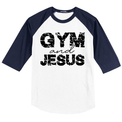 Gym & Jesus Christian Workout Fitness Baseball Sleeve Shirt