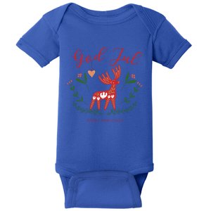 God Jul Christmas Reindeer Norwegian Xmas God Jul Norway Cute Gift Baby Bodysuit