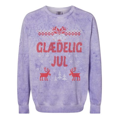 Glaedelig Jul Danish Merry Christmas Gift Idea Colorblast Crewneck Sweatshirt