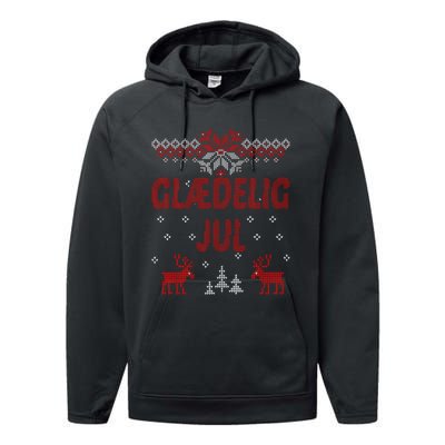 Glaedelig Jul Danish Merry Christmas Gift Idea Performance Fleece Hoodie