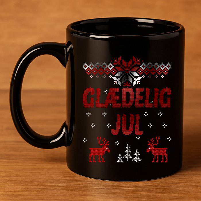 Glaedelig Jul Danish Merry Christmas Gift Idea 11oz C Handle Ceramic Mug