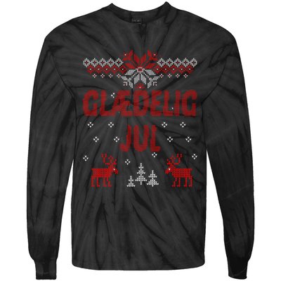 Glaedelig Jul Danish Merry Christmas Gift Idea Tie-Dye Long Sleeve Shirt