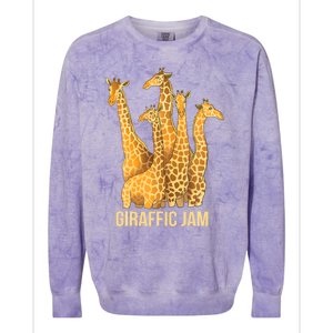 Giraffic Jam Funny Giraffe Driver Raffic Pun Gift Colorblast Crewneck Sweatshirt