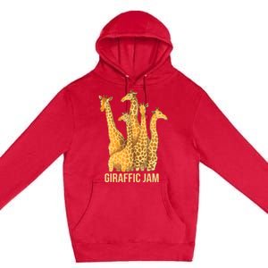 Giraffic Jam Funny Giraffe Driver Raffic Pun Gift Premium Pullover Hoodie