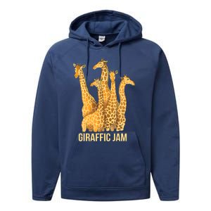 Giraffic Jam Funny Giraffe Driver Raffic Pun Gift Performance Fleece Hoodie