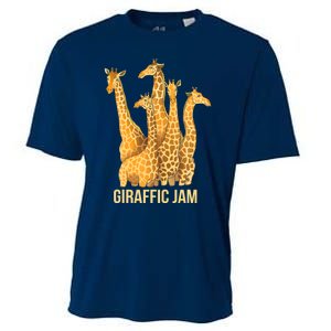 Giraffic Jam Funny Giraffe Driver Raffic Pun Gift Cooling Performance Crew T-Shirt