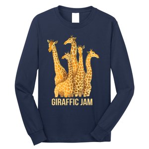 Giraffic Jam Funny Giraffe Driver Raffic Pun Gift Long Sleeve Shirt