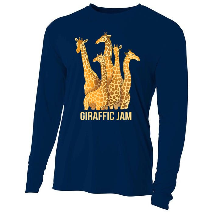 Giraffic Jam Funny Giraffe Driver Raffic Pun Gift Cooling Performance Long Sleeve Crew