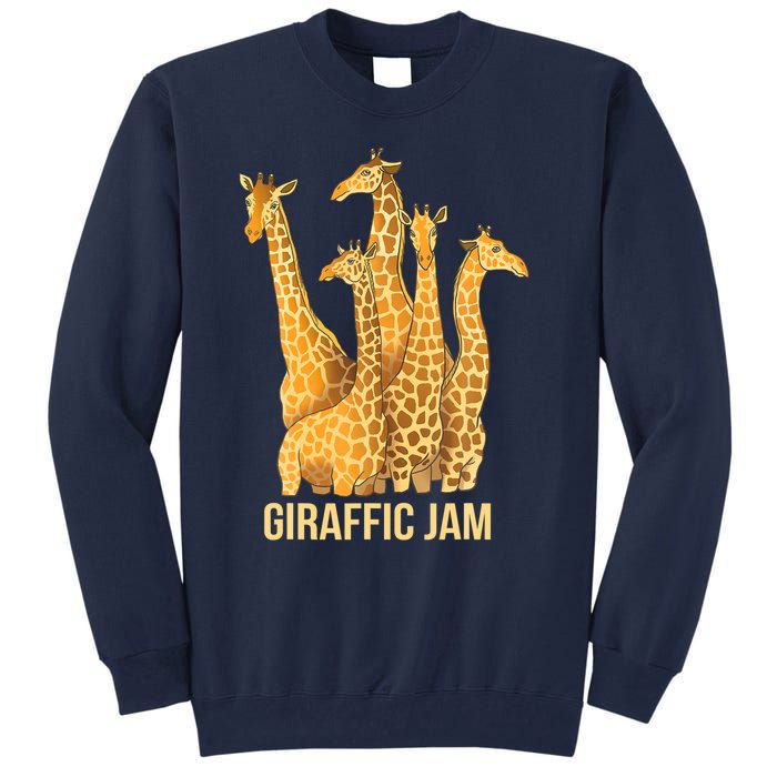 Giraffic Jam Funny Giraffe Driver Raffic Pun Gift Tall Sweatshirt