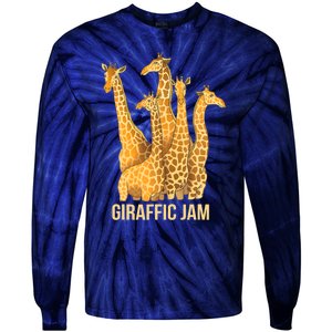 Giraffic Jam Funny Giraffe Driver Raffic Pun Gift Tie-Dye Long Sleeve Shirt