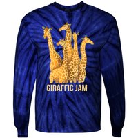 Giraffic Jam Funny Giraffe Driver Raffic Pun Gift Tie-Dye Long Sleeve Shirt