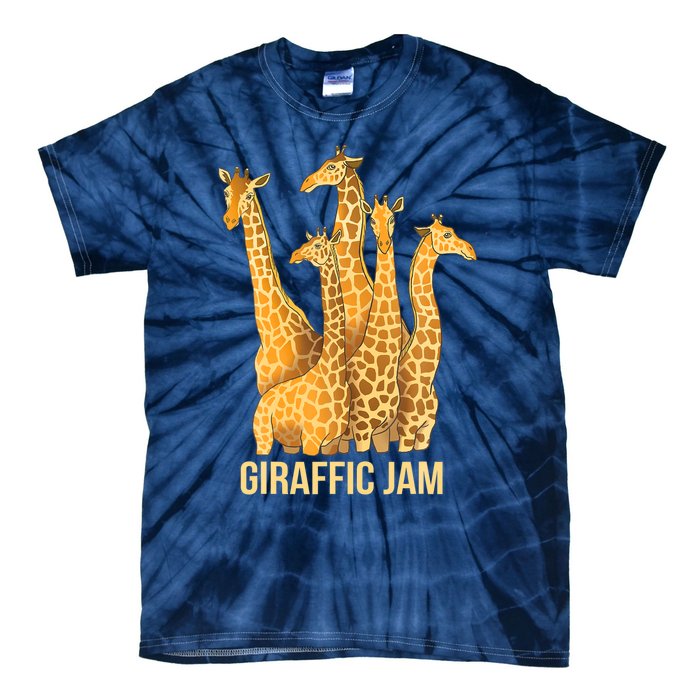 Giraffic Jam Funny Giraffe Driver Raffic Pun Gift Tie-Dye T-Shirt