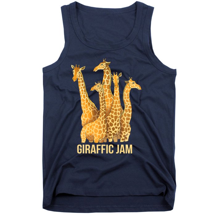 Giraffic Jam Funny Giraffe Driver Raffic Pun Gift Tank Top