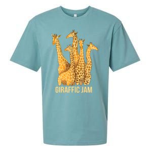 Giraffic Jam Funny Giraffe Driver Raffic Pun Gift Sueded Cloud Jersey T-Shirt