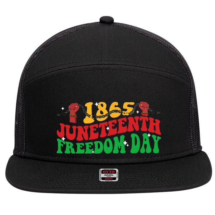 Groovy Juneteenth Freedom Day 1865 Freeish African American 7 Panel Mesh Trucker Snapback Hat