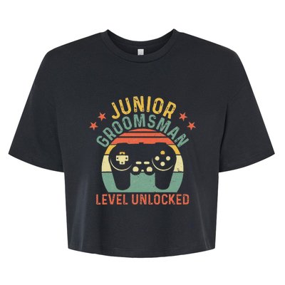 Gamer Junior Groomsman Level Unlocked Video Gaming Wedding Bella+Canvas Jersey Crop Tee