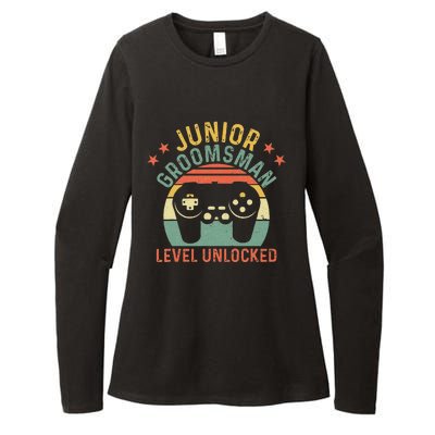 Gamer Junior Groomsman Level Unlocked Video Gaming Wedding Womens CVC Long Sleeve Shirt