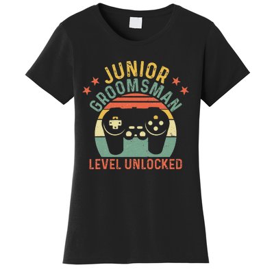 Gamer Junior Groomsman Level Unlocked Video Gaming Wedding Women's T-Shirt