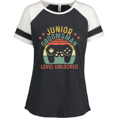 Gamer Junior Groomsman Level Unlocked Video Gaming Wedding Enza Ladies Jersey Colorblock Tee