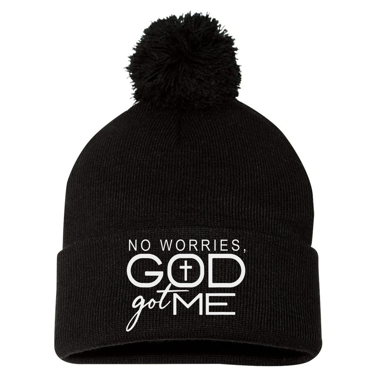 God Jesus Got Me Christian Motivational Church Faith Pom Pom 12in Knit Beanie