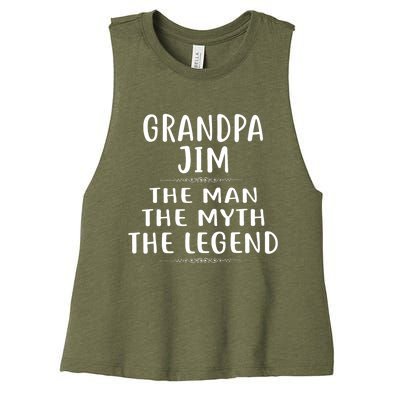 Grandpa JIM He Man He Myth He Legend Jim Jimmy Women's Racerback Cropped Tank