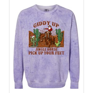 Giddyup Jingle Horse Pick Up Your Feet Cow Santa Xmas Gift Colorblast Crewneck Sweatshirt