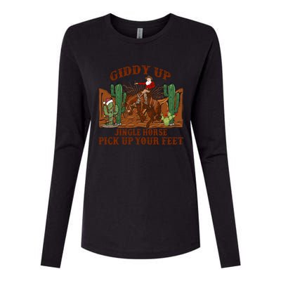 Giddyup Jingle Horse Pick Up Your Feet Cow Santa Xmas Gift Womens Cotton Relaxed Long Sleeve T-Shirt