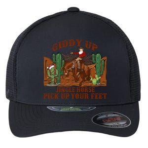 Giddyup Jingle Horse Pick Up Your Feet Cow Santa Xmas Gift Flexfit Unipanel Trucker Cap