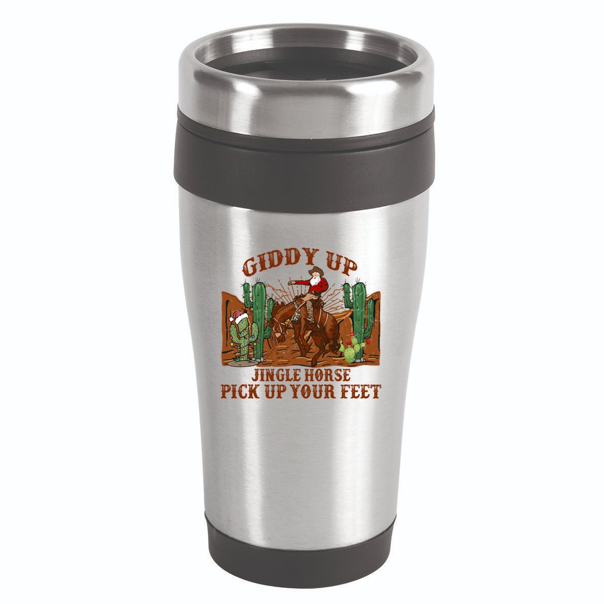 Giddyup Jingle Horse Pick Up Your Feet Cow Santa Xmas Gift 16oz Travel Tumbler