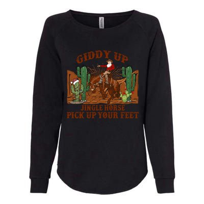 Giddyup Jingle Horse Pick Up Your Feet Cow Santa Xmas Gift Womens California Wash Sweatshirt