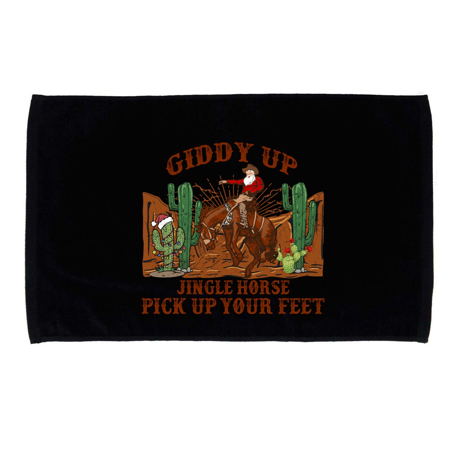 Giddyup Jingle Horse Pick Up Your Feet Cow Santa Xmas Gift Microfiber Hand Towel