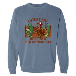 Giddyup Jingle Horse Pick Up Your Feet Cow Santa Xmas Gift Garment-Dyed Sweatshirt