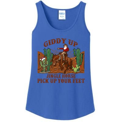 Giddyup Jingle Horse Pick Up Your Feet Cow Santa Xmas Gift Ladies Essential Tank