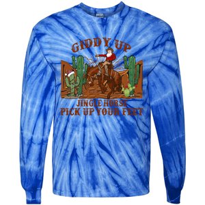 Giddyup Jingle Horse Pick Up Your Feet Cow Santa Xmas Gift Tie-Dye Long Sleeve Shirt