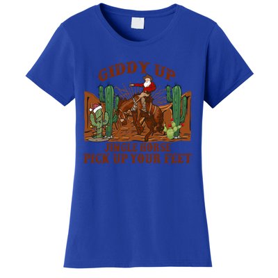 Giddyup Jingle Horse Pick Up Your Feet Cow Santa Xmas Gift Women's T-Shirt