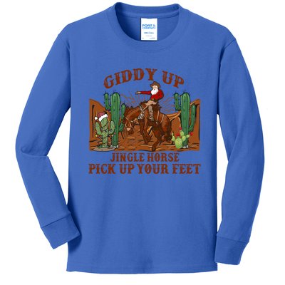 Giddyup Jingle Horse Pick Up Your Feet Cow Santa Xmas Gift Kids Long Sleeve Shirt