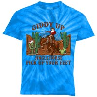 Giddyup Jingle Horse Pick Up Your Feet Cow Santa Xmas Gift Kids Tie-Dye T-Shirt