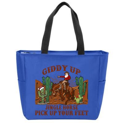 Giddyup Jingle Horse Pick Up Your Feet Cow Santa Xmas Gift Zip Tote Bag