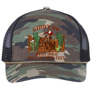 Giddyup Jingle Horse Pick Up Your Feet Cow Santa Xmas Gift Retro Rope Trucker Hat Cap