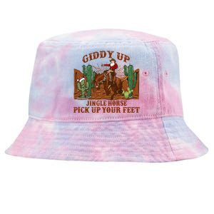 Giddyup Jingle Horse Pick Up Your Feet Cow Santa Xmas Gift Tie-Dyed Bucket Hat