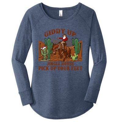 Giddyup Jingle Horse Pick Up Your Feet Cow Santa Xmas Gift Women's Perfect Tri Tunic Long Sleeve Shirt