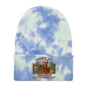 Giddyup Jingle Horse Pick Up Your Feet Cow Santa Xmas Gift Tie Dye 12in Knit Beanie